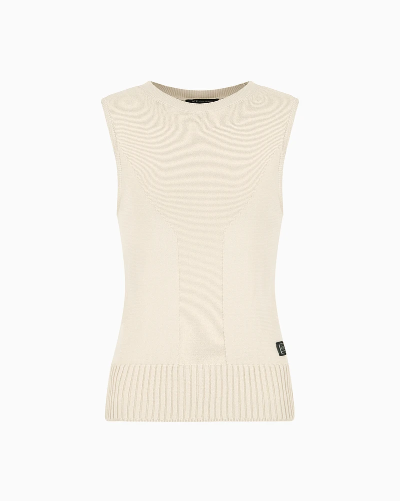 Armani Exchange - ASV Contrast Detail Top, Woman, Beige, Size: XS