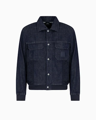 Armani Exchange - Stretch cotton denim jacket, Man, Blue, Size: