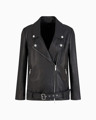 Armani Exchange - Used effect leather jacket, Woman, Black, Size: