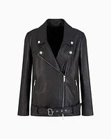 Armani Exchange - Used effect leather jacket, Woman, Black, Size: