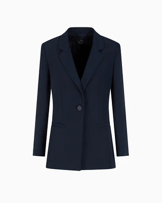 Armani Exchange - Single breasted jacket with one button, Woman, Navy_blue, Size: