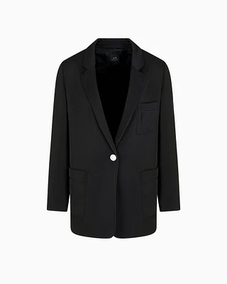 Armani Exchange - Single-breasted jacket matte satin fabric, Woman, Black, Size: