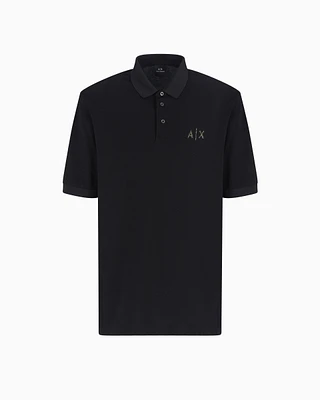 Armani Exchange - Regular fit cotton pique polo with logo, Man, Black, Size: