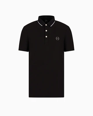 Armani Exchange - Piquet polo shirt with logo, Man, Black, Size: