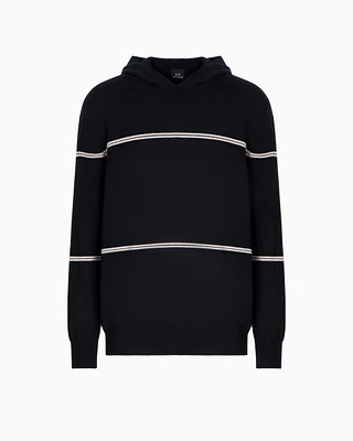 Armani Exchange - Striped hooded sweater, Man, Navy Blue, Size:
