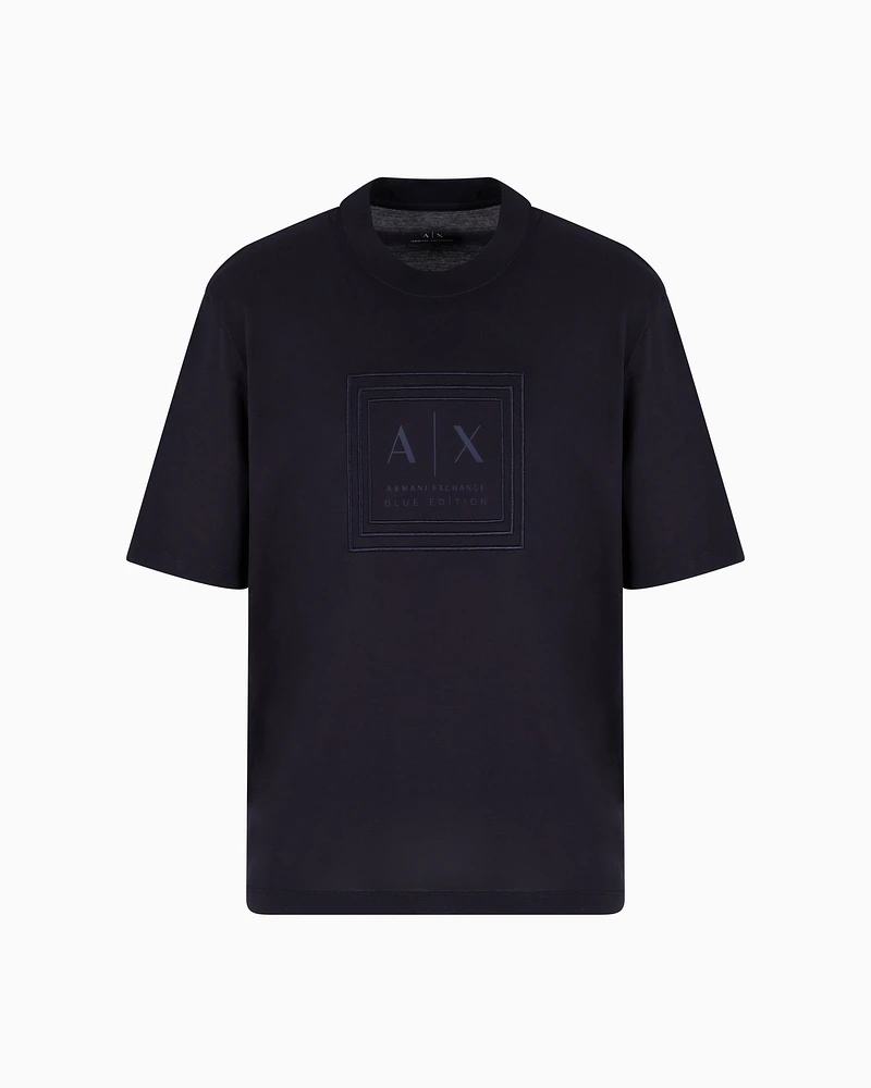 Armani Exchange - Regular fit mercerised cotton T-shirt, Man, Navy Blue, Size:
