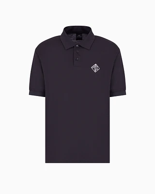 Armani Exchange - Regular fit cotton polo with logo, Man, Navy Blue, Size: