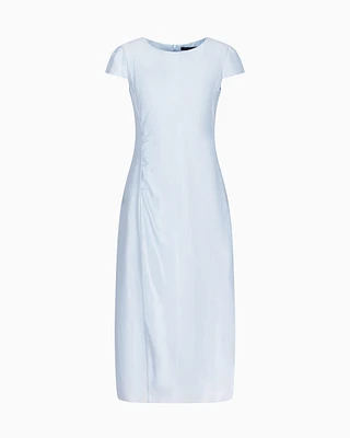 Armani Exchange - Longuette dress with slit, Woman, Light Blue, Size: