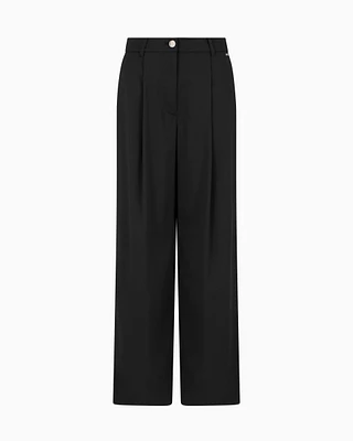 Armani Exchange - ASV Wide Leg Pants with Pleats, Woman, Black, Size: