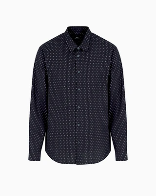 Armani Exchange - Regular fit cotton jacquard shirt, Man, Blue, Size: