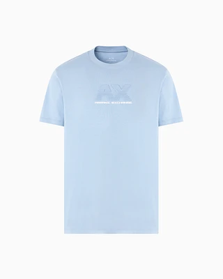 Armani Exchange - Regular fit T-shirt with embossed logo, Man, Light Blue, Size: