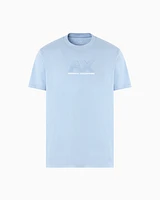 Armani Exchange - Regular fit T-shirt with embossed logo, Man, Light Blue, Size: