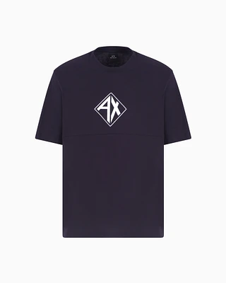 Armani Exchange - Regular fit T-shirt with logo print, Man, Navy Blue, Size: