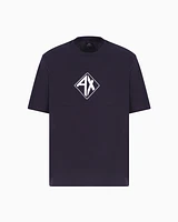 Armani Exchange - Regular fit T-shirt with logo print, Man, Navy Blue, Size:
