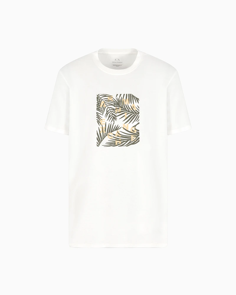 Armani Exchange - Regular fit ASV palm tree print t-shirt, Man, White, Size: