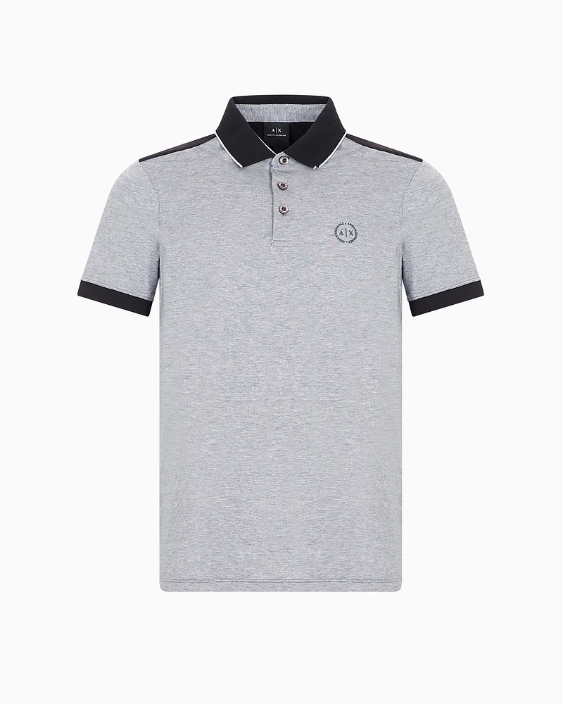 Armani Exchange - Cotton polo with contrasting details, Man, Black, Size: M