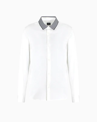 Armani Exchange - Slim fit stretch cotton shirt with contrasting collar, Man, White, Size: