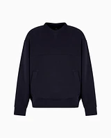 Armani Exchange - Bonded cotton crewneck sweatshirt, Man, Navy Blue, Size: