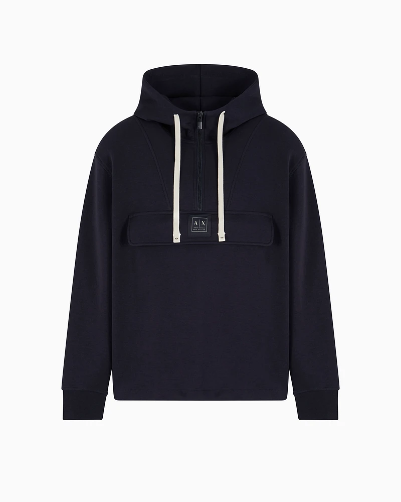 Armani Exchange - Half zip hoodie, Man, Navy_blue, Size: