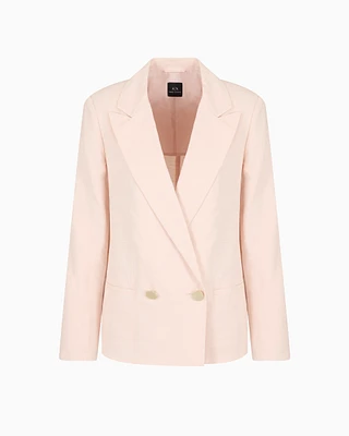 Armani Exchange - Double-breasted jacket linen blend, Woman, Pink, Size: