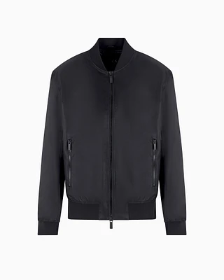 Armani Exchange - Satin bomber jacket with blurred back logo, Man, Black, Size:
