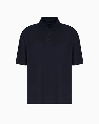 Armani Exchange - Regular fit pique polo, Man, Navy Blue, Size: