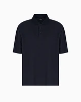 Armani Exchange - Regular fit pique polo, Man, Navy Blue, Size: