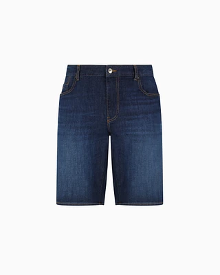 Armani Exchange - Cotton denim shorts with contrast stitching, Man, Blue, Size: