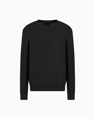 Armani Exchange - ASV Tone-on-tone Logo Crewneck Sweater, Man, Green, Size: