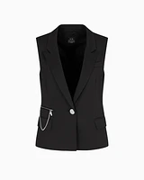Armani Exchange - Single breasted vest with pendant chain, Woman, Black, Size: 4