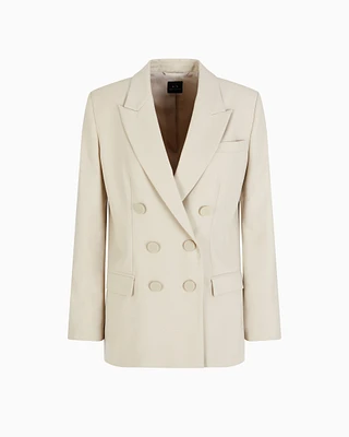 Armani Exchange - Double-breasted twill jacket, Woman, Beige, Size: