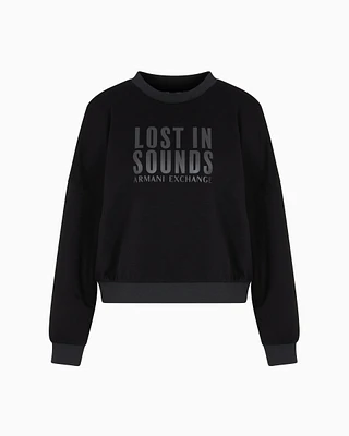 Armani Exchange - Lost Sound ASV crewneck sweatshirt, Woman, Black, Size: