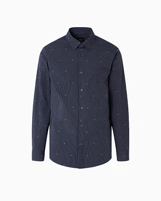 Armani Exchange - Regular fit cotton jacquard shirt, Man, Navy Blue, Size: