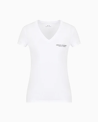 Armani Exchange - Slim-fit jersey T-shirt with V-neck, Woman, White, Size: