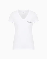 Armani Exchange - Slim-fit jersey T-shirt with V-neck, Woman, White, Size: