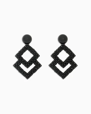 Emporio Armani - Pendant earrings with faceted micro spheres, Woman, Black, Size: TU