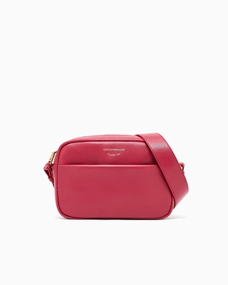 Emporio Armani - Leather camera case with shoulder strap, Woman, Red, Size: TU