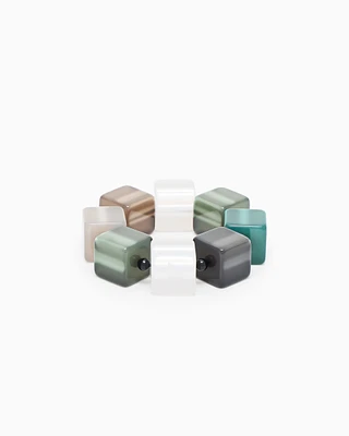 Emporio Armani - Elasticated bracelet with cubes , Woman, Grey, Size: TU