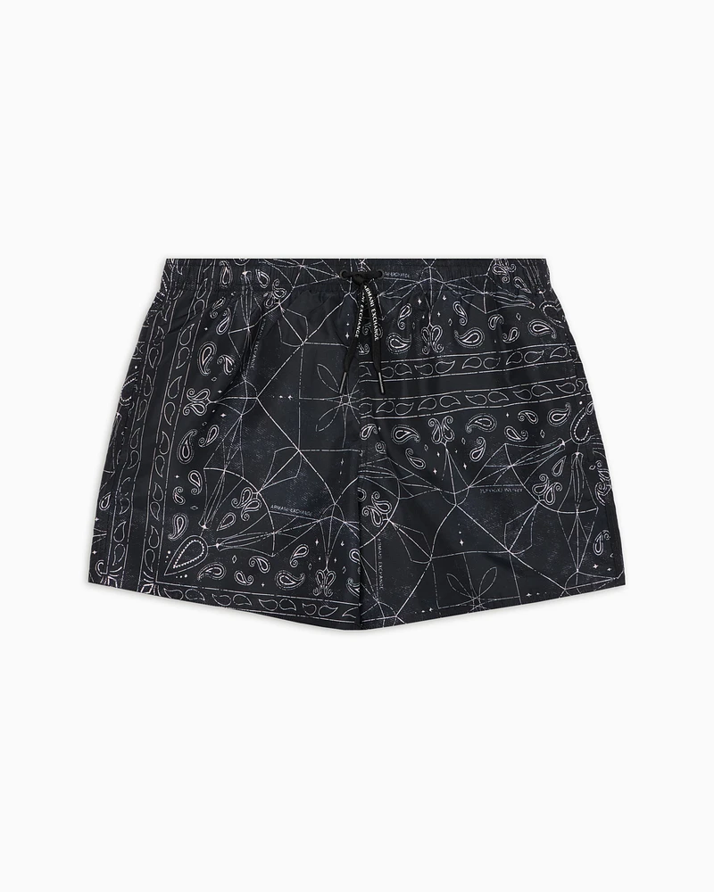 Armani Exchange - Allover patterned boxer costume, Man, Black, Size: