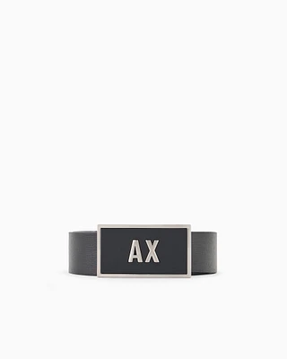 Armani Exchange - Leather belt set with two prongs, Man, Black, Size: TU