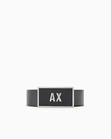 Armani Exchange - Leather belt set with two prongs, Man, Black, Size: TU