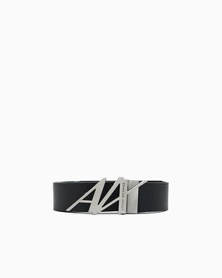 Armani Exchange - Leather belt with logo, Man, Black, Size: TU