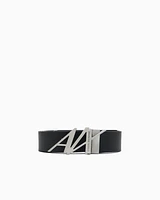 Armani Exchange - Leather belt with logo, Man, Black, Size: TU