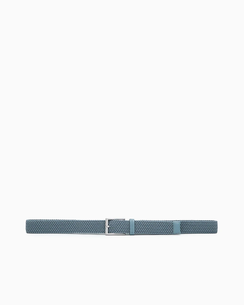 Armani Exchange - Woven fabric belt, Man, Light Blue, Size: