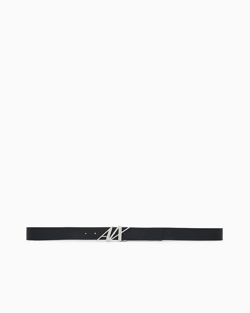 Armani Exchange - Leather belt with logo, Man, Black, Size: TU