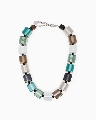 Emporio Armani - Necklace with cubes and micro spheres, Woman, Grey, Size: TU