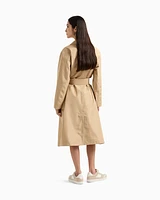 Armani Exchange - Trench coat with belt shiny fabric, Woman, Camel, Size: