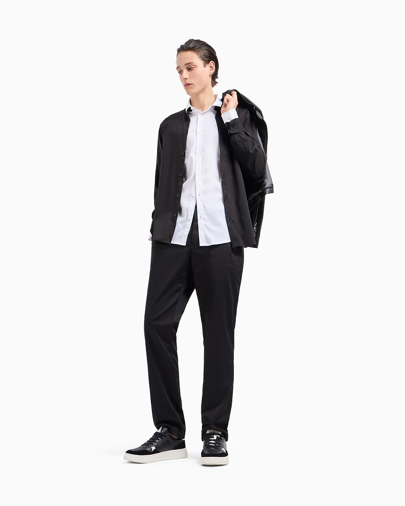Armani Exchange - Regular fit shirt ultra stretch fabric, Man, Black, Size: