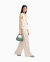 Armani Exchange - ASV Wide Leg Pants with Pleats, Woman, White, Size: