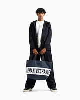 Armani Exchange - Field jacket flowing fabric with pockets and hood, Man, Navy Blue, Size: